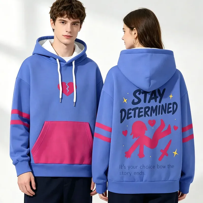 Undertale Frisk Cosplay Hoodies Men Women Pullover Jacket STAY DETERMINED Letter Graphic Sudaderas Casual Streetwear Couple Tops