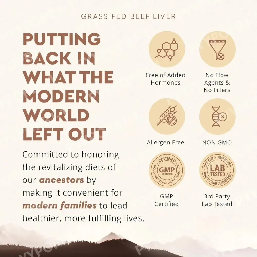 Grassfed Beef Liver Capsules 500mg Each Pasture Raised Bovine Liver Supplement Non GMO 180 Capsules — image 5