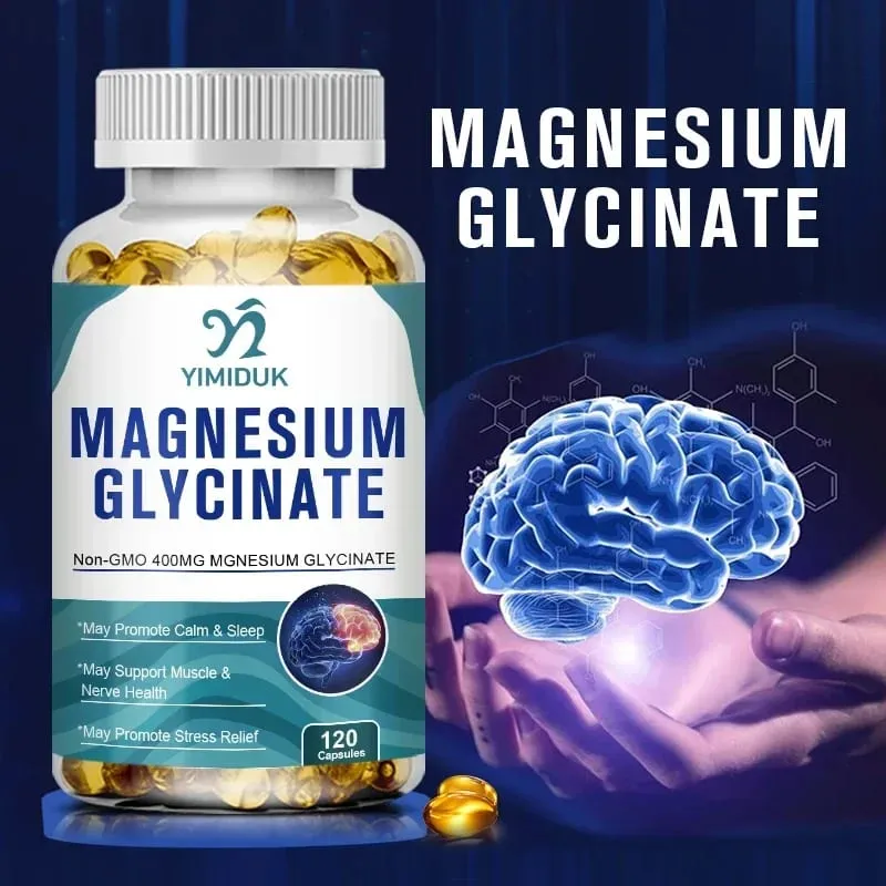 Suplemen Magnesium Glisinat Murni Yimiduk dengan Vitamin B6 untuk Melawan Kram Kelelahan & Kesehatan Jantung Mengurangi Kecemasan Vegan