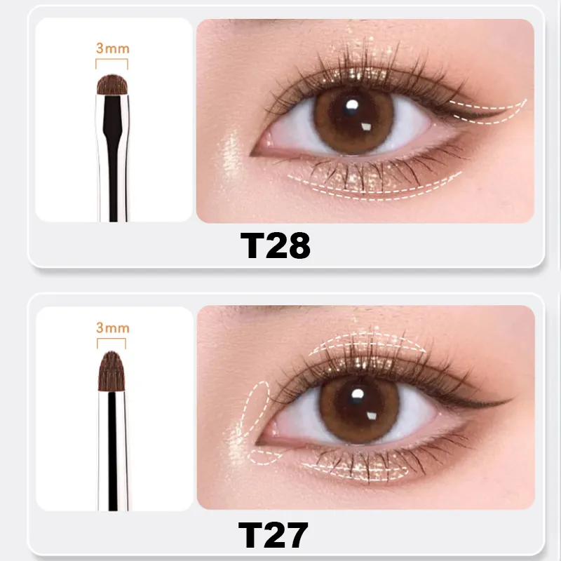 4ks jemné štětce na oční stíny Smudge Precision Eyeliner Smudge Makeup Brush Zvýrazňovač očních víček Ležící štětce na líčení bource morušového Nástroje