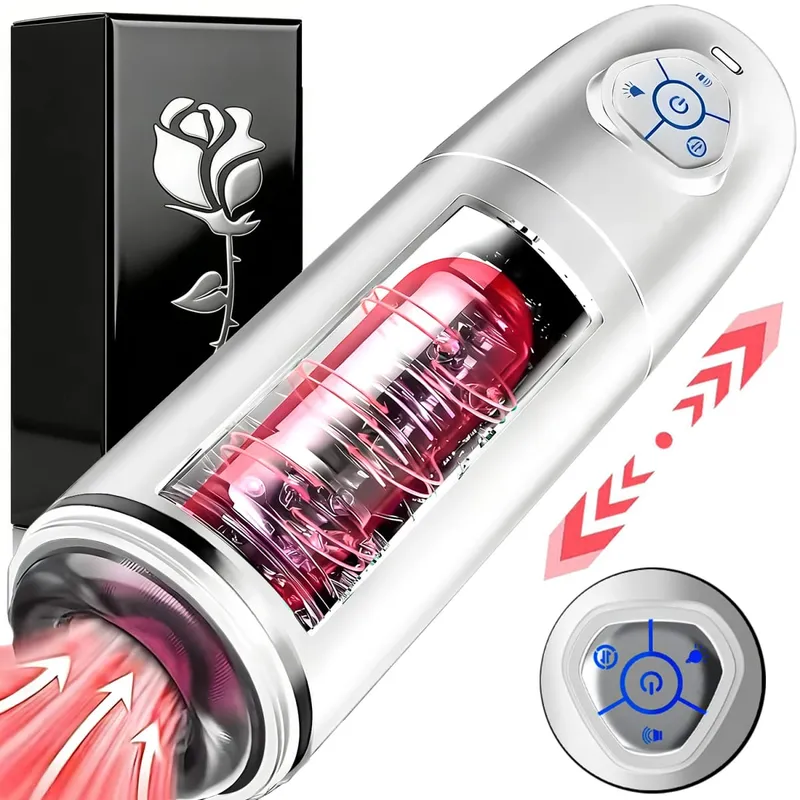New Automatic 4 IN 1 Telescopic Rotating Licking Male Masturbator Vacuum Penis Pump Vagina Masturbation Adults Sex Toy for Men