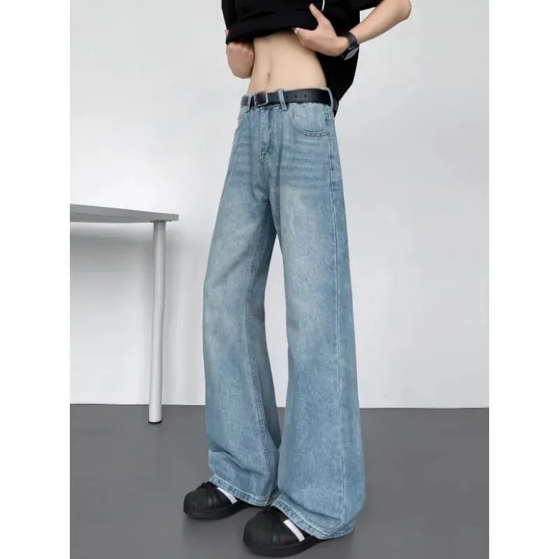 New American Vintage Washed Distressed Men's Jeans Baggy Jeans Micro Flare Retro Streetwear Hip Hop Trousers