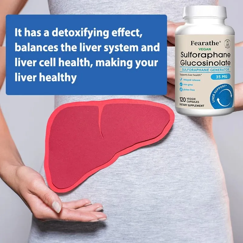 Sulforaphane Glucosinolate Capsules - Broccoli Seed Extract with Myrosinase Liver Detox & Cellular Health Support 120 Counts