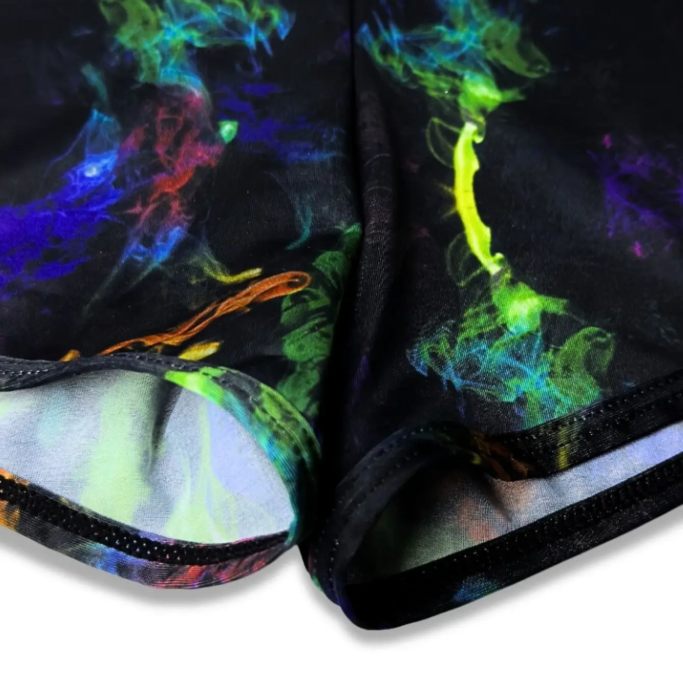 Men Galaxy Smoke Print Split Hem Ice Silk Trunks Low Rise Quick Dry Slim Lounge Shorts Lightweight Breathable Underwear for Gym
