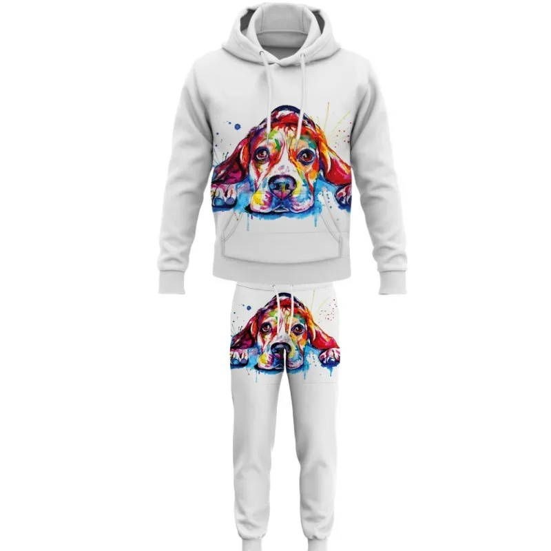 Fashion Animals Dog 3D Printed Autumn Hoodie Suit Men Sweatshirts Sweatpants Casual Two Piece Tracksuit Set Men's Clothing