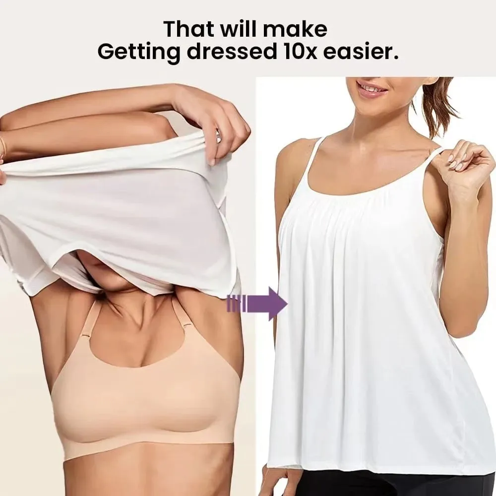 Plus Size Padded Camisole Tops For Women Adjustable Spaghetti Strap Camis With Built Bra Basic Summer Sleeveless Undershirt