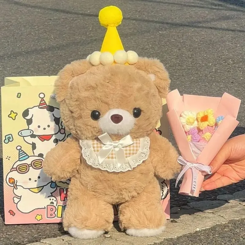 30cm Cute Mocha Brown Teddy Bear Plush Toy Soft Stuffed Animal With Lace Collar Girls Birthday Gift Bedroom Throw Pillow Doll — image 4