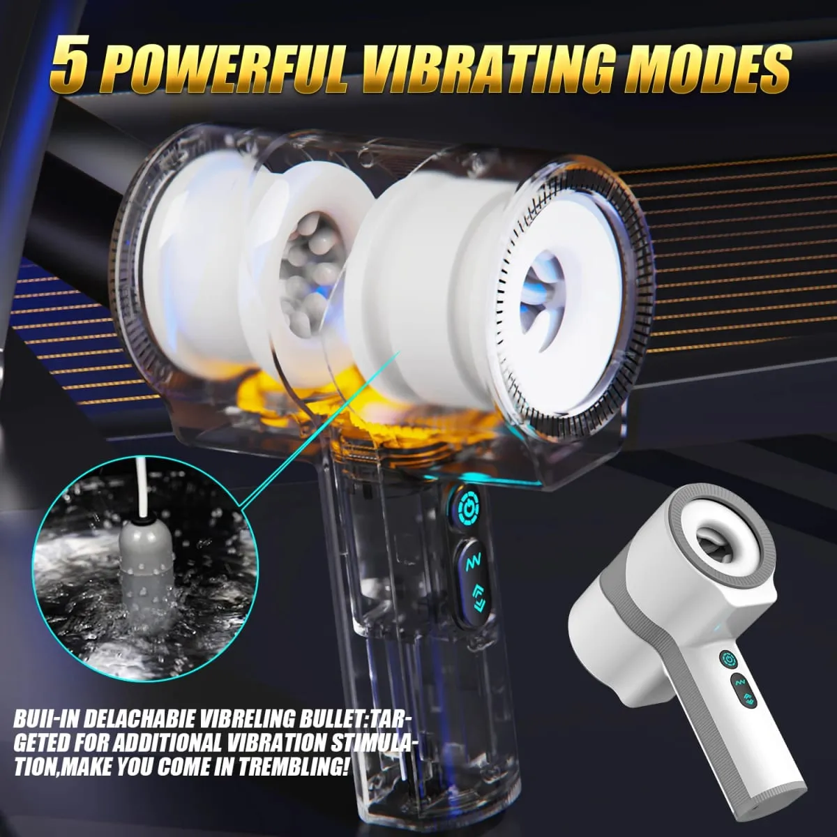 Automatic Male Masturbators Cup with 5*5*7 Thrusting Rotating Vibrating Quiet Hands Free Pocket Pussy Stroker 3D Sex Toys for Me