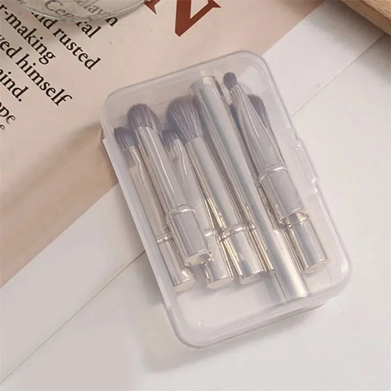 6 pièces Mini pinceaux de maquillage de voyage ensemble avec boîte Portable poudre cosmétique fond de teint Blush mélange correcteur maquillage pinceaux ensemble