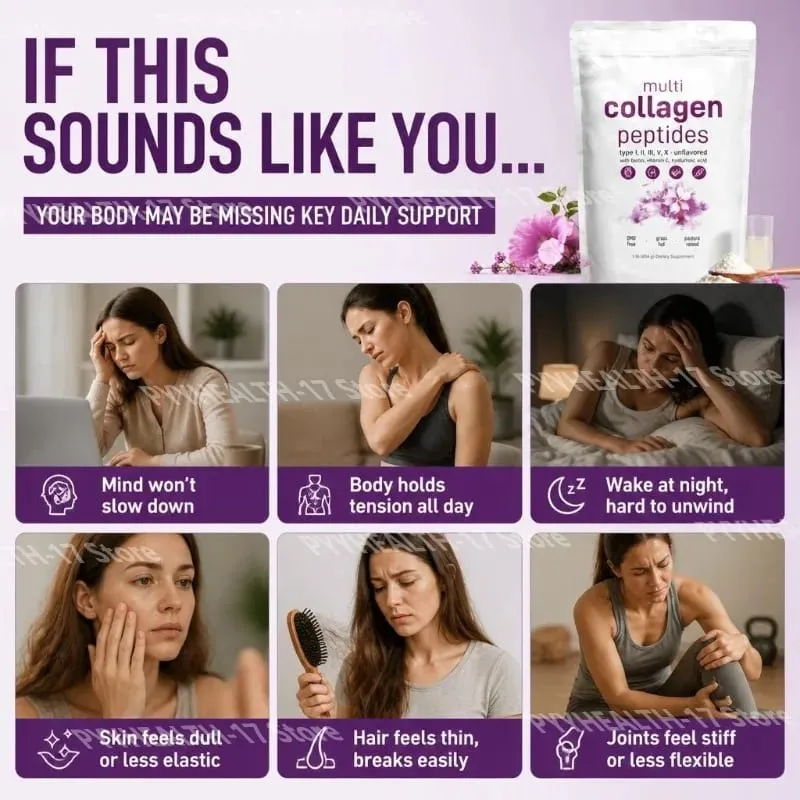 Multi Collagen Peptides Pulver Type I II III V med Biotin Vitamin C & Hyaluronsyre Understøtter Hud Hår Negle til Mænd Kvinder