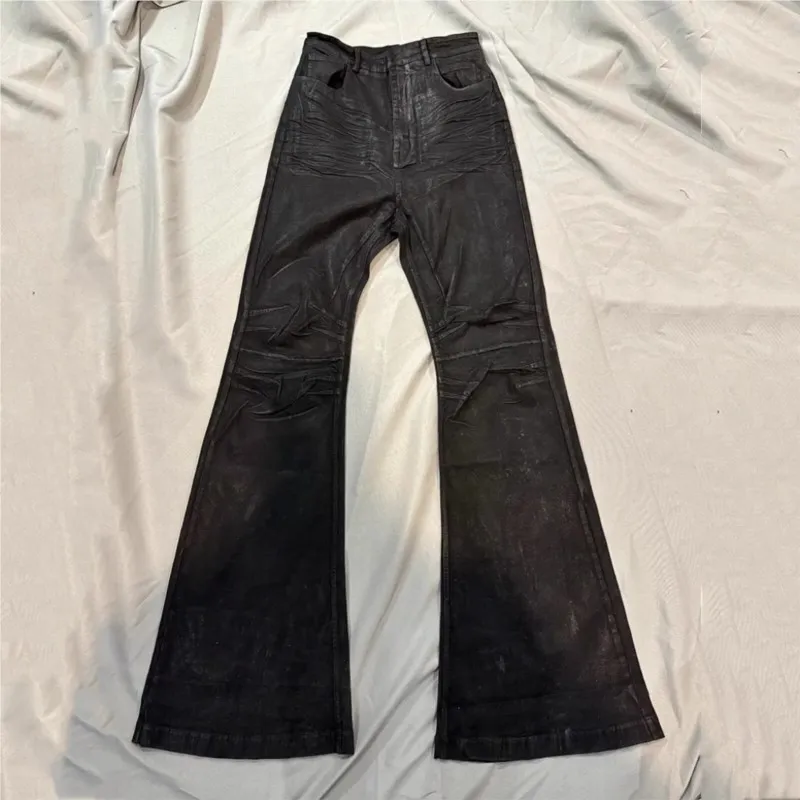 Y2K Washed Jeans Gothic Vintage Micro Flared Middle Waisted Zipper Pants Women Men Streetwear High Quality Design Sense Trousers — image 2