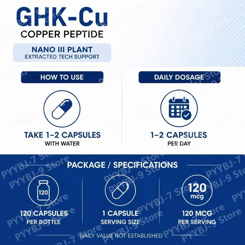 GHK-Cu Copper Peptide Supplement Capsules for Skin Health Support Collagen Support Antioxidant Wellness 120 Count