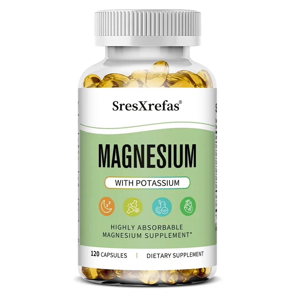 Magnesium Potassium Capsules for Beauty Sleep Quality Reduces Fatigue Headaches Cardiovascular Heart & Immune Health