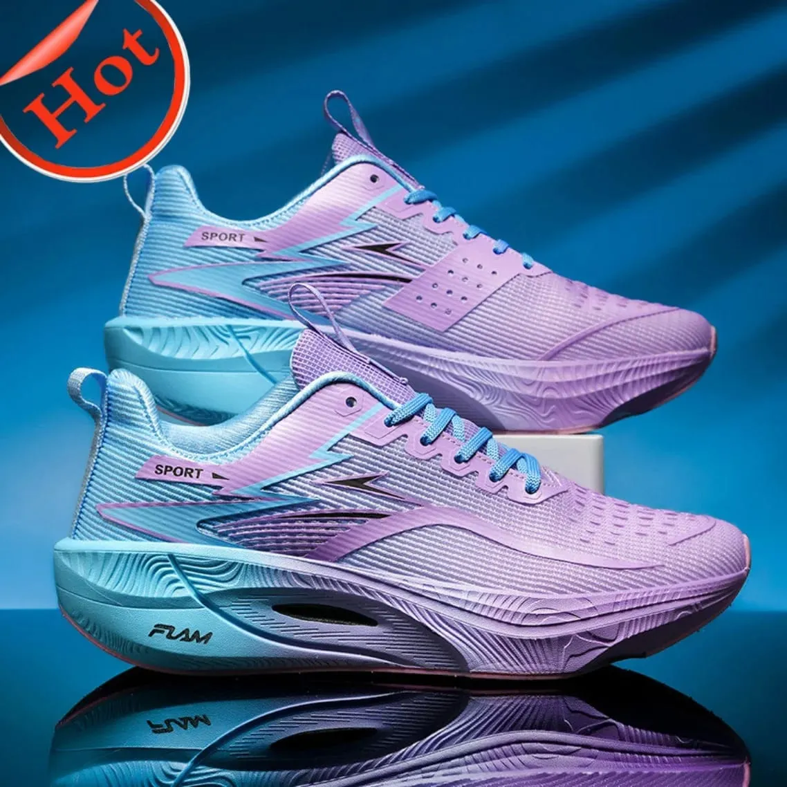 Men Running Shoes Carbon Plate Cushioned Anti Slip Breathable Mesh Athletic Sneakers for Women Marathon Training Tennis Sports — image 2