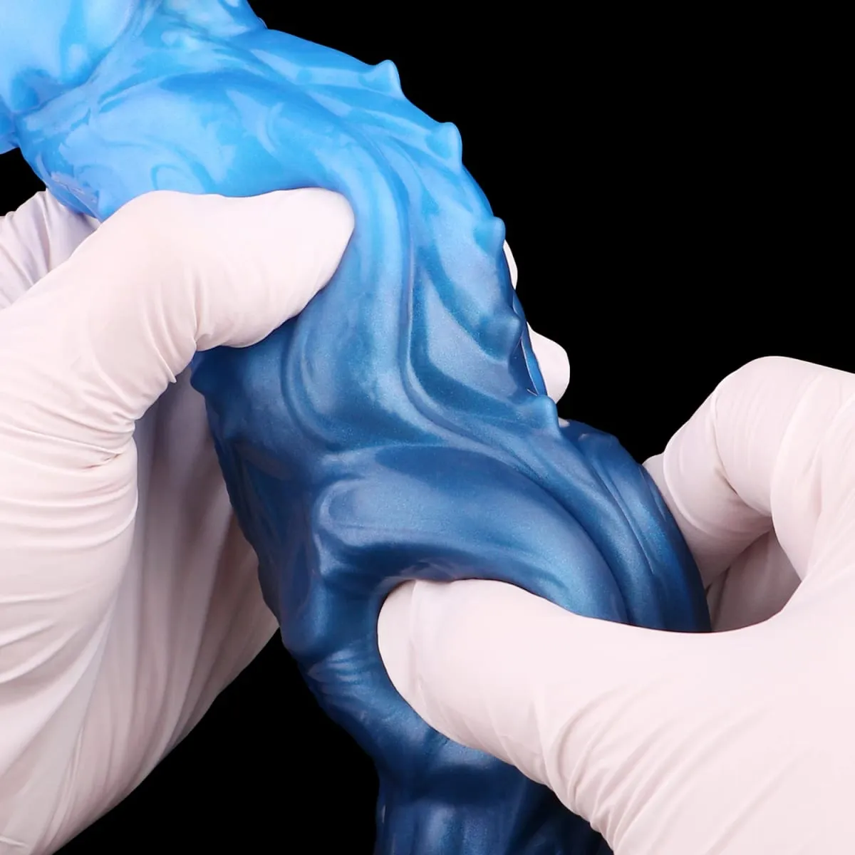 Double Layer Silicone Fantasy Dog Knot Dildo Blue Butt Plug with Sucker Anal Dilator Masturbate Sex toy for Adult 18+