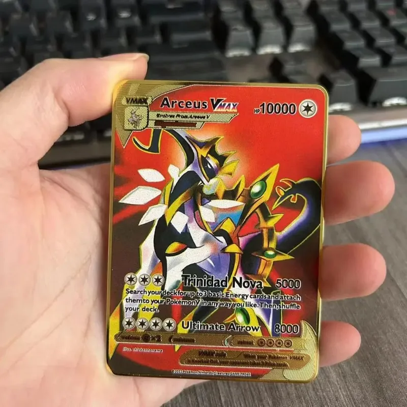 Pokemon Metal Game Collection Card Anime Figure Charizard Pikachu Blastoise Mewtwo Battle Collection Carte Card Toy Gift