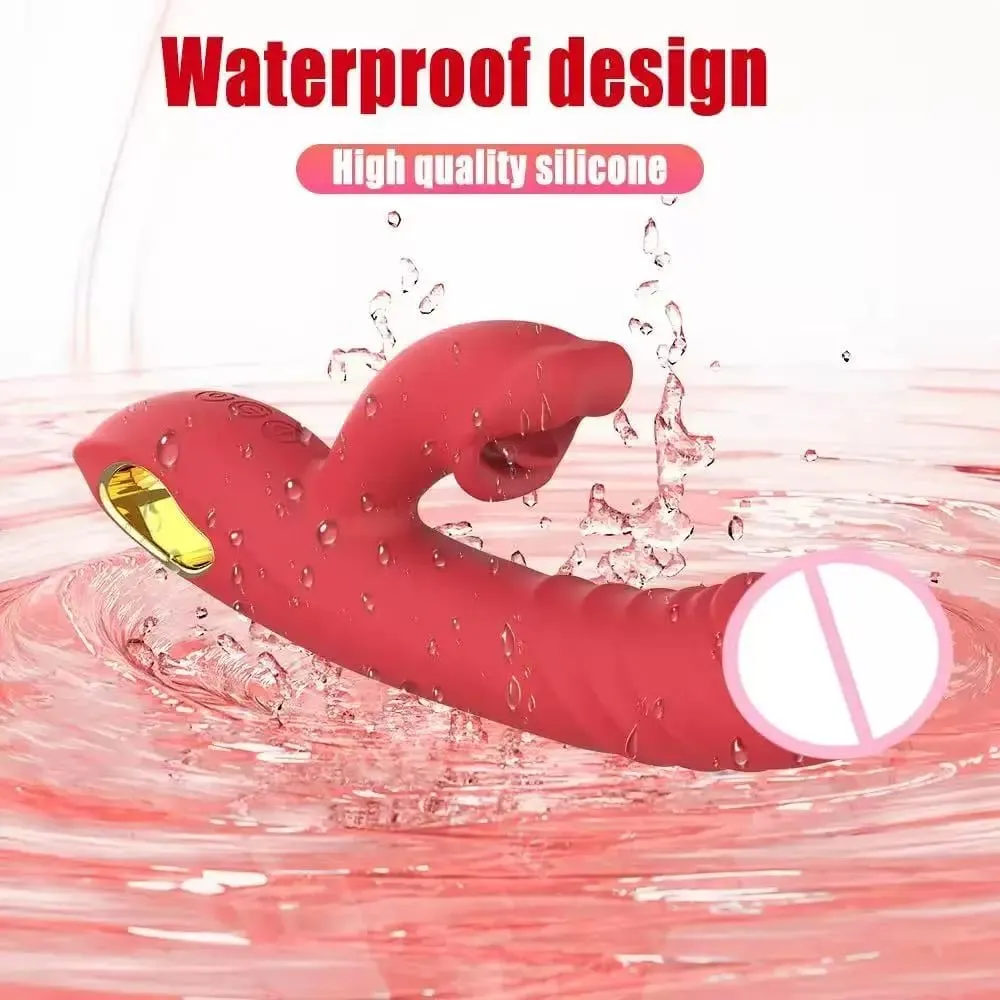 Thrusting Big Dildo Rabbit Vibrator G Spot Clitoral Mouth Biting Licking Stimulator Vagina Anal Massage Adult Sex Toys for Women — image 5