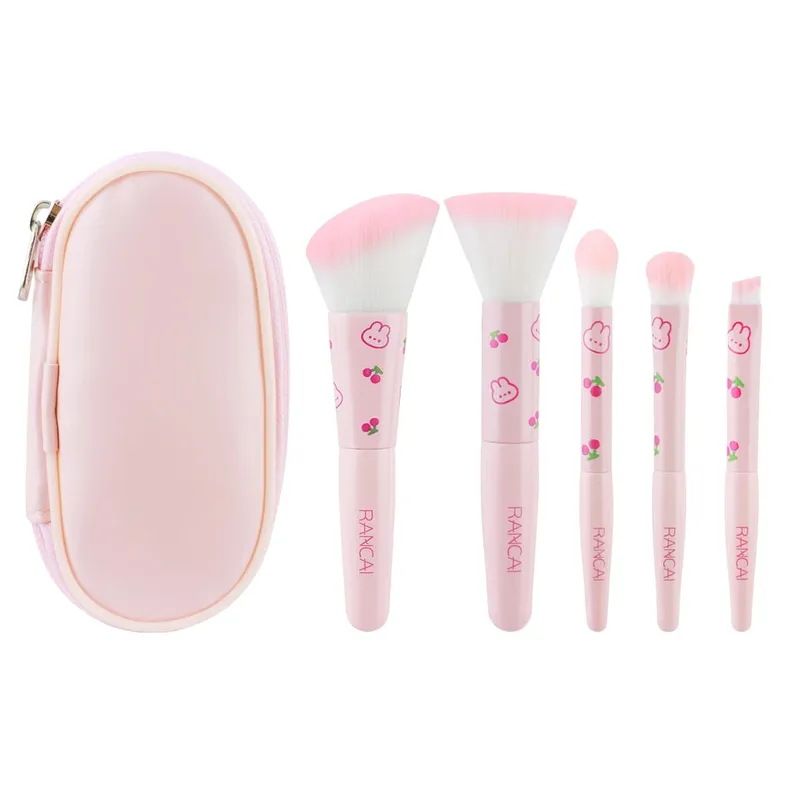 5Pcs Cute Compact Makeup Brush Set na May Case Premium Brush para sa Flawless Foundation Blush Eyeshadow Application Beauty Tools — image 14