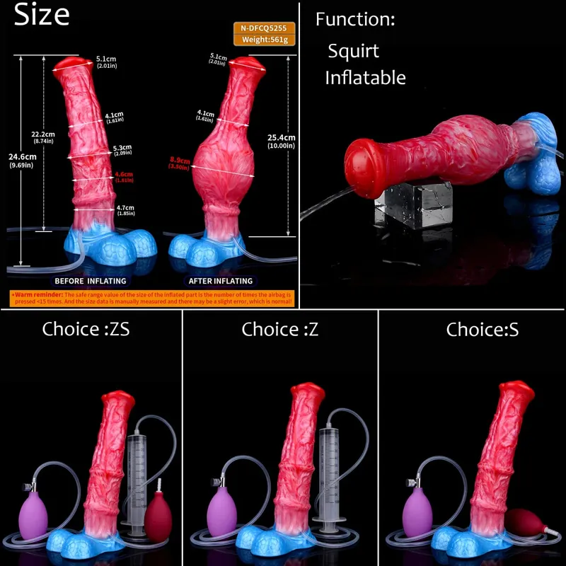 Gode ​​gonflable en Silicone avec nœud d'éjaculation, circonférence réglable, fantaisie, pénis de cheval, jouets sexuels pour adultes, dilatateur Anal