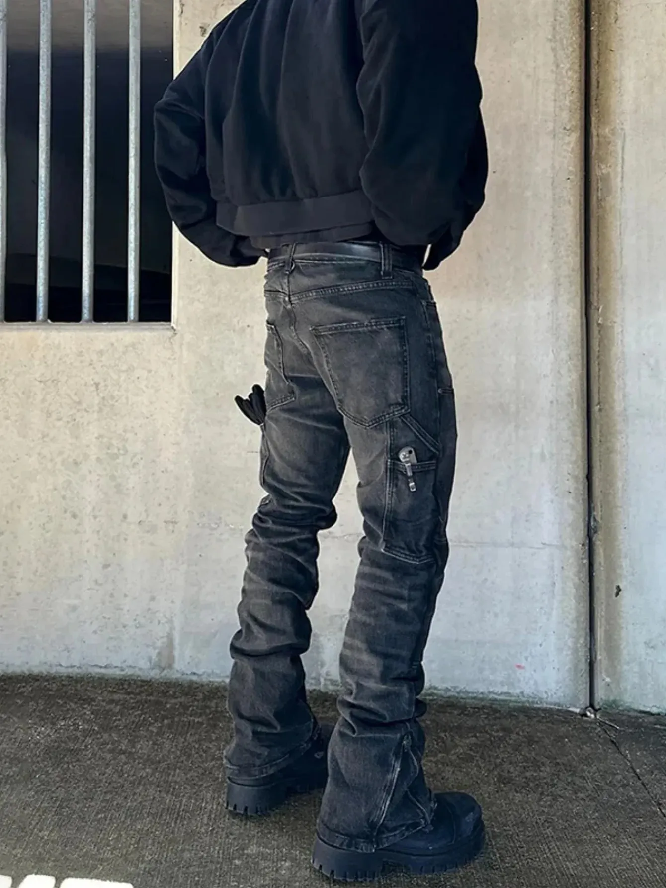 Bootcut Jeans Denim Pant Men Vintage Washed Distressed Mid Waist Slim Fit Trousers Y2k Streetwear Work Casual Splice Summer 2026