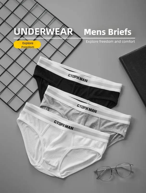 3Pack Summer Single Layer Mens Underwear Low Rise Briefs for Men Elastic Comfort Fit Underpanties Ropa Interior Hombre — image 8