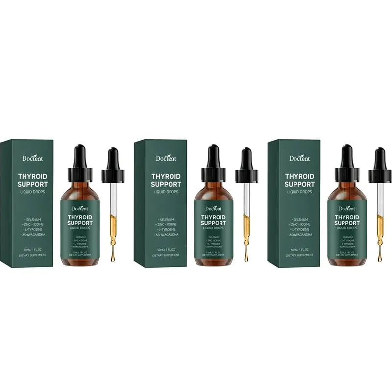 Thyroid Support Liquid Drops with Selenium Zinc Iodine L-Tyrosine & Ashwagandha for Thyroid Health and Daily Support Vegan 30ml
