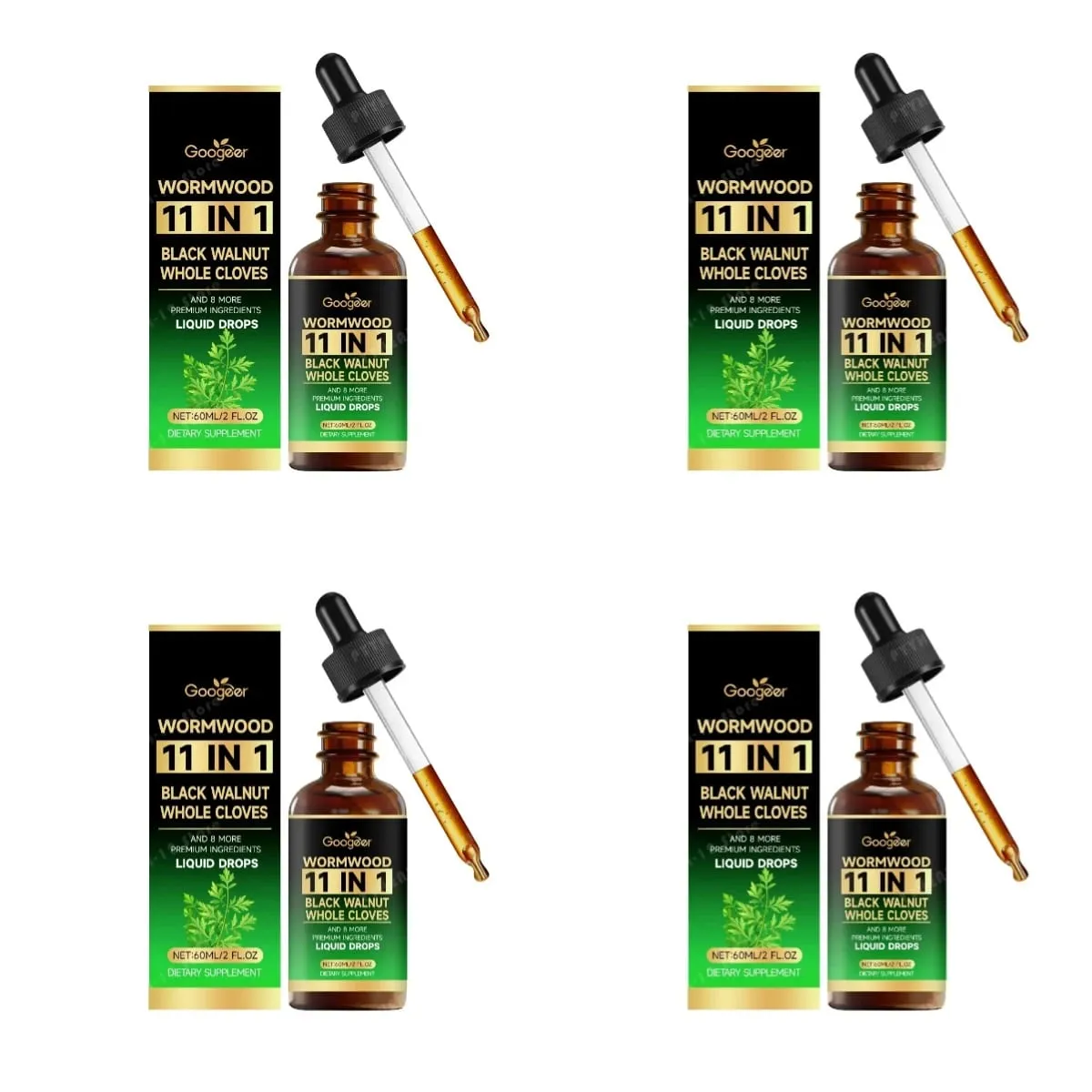 Wormwood 11 in 1 Liquid Drops - Black Walnut & Whole Cloves with Berberine Turmeric for Gut Health & Digestive Support 60ml