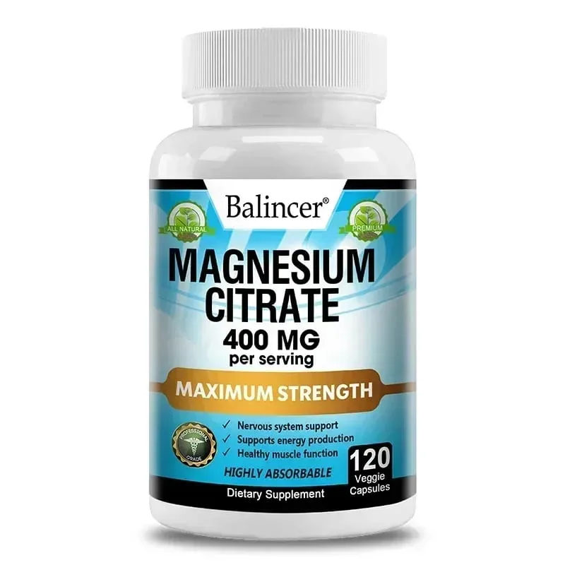 Magnesium Citrate 400 Mg - Muscle Nerve and Energy Support Promote Muscle Relaxation Non-GMO 120 Capsules — image 8