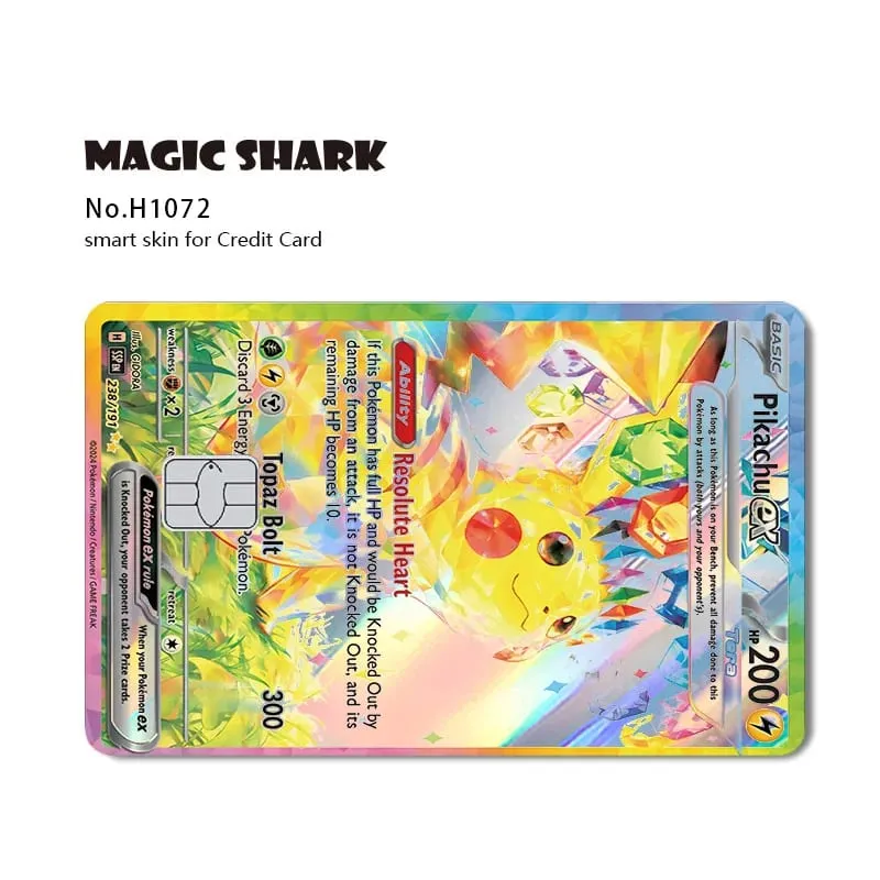 Magic Shark Mew Charizard EX Eevee Gengar Pikachu TCG Card Holographic Laser Skin Film Sticker for Bank Credit Card — image 10