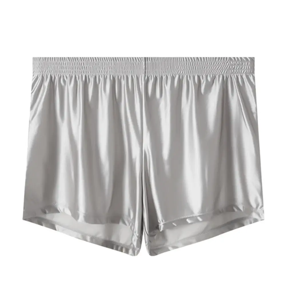 1pc Men Ice Silk Smooth Solid Boxer Shorts Panties L-3XL Large Size Loose Sleepwear Underwear Trunks Seamless Comfy Sleepwear