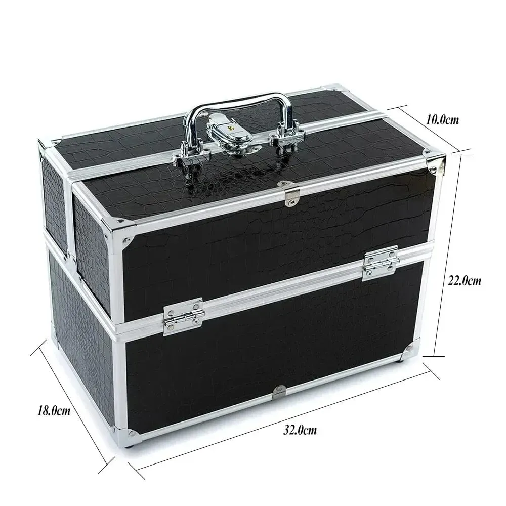 Professional Aluminum Alloy Cosmetic Case Large Capacity Multi-layer Portable Storage Box For Nail Tattoo Makeup Beauty Supplies