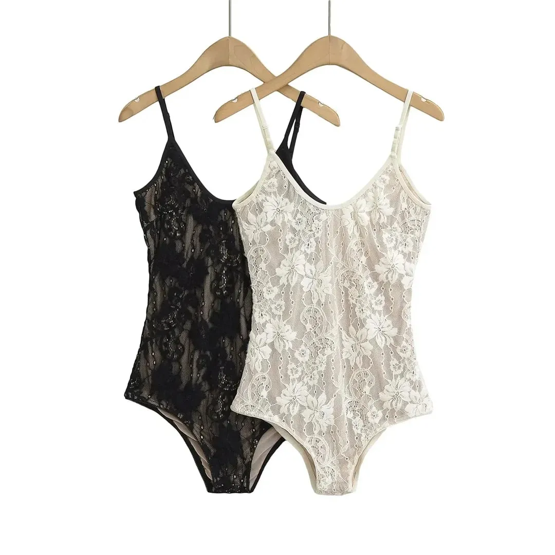 Sexy Mesh See Through With Lining Backless Spaghetti Strap Bodysuit Woman Sling Tight Short Jumpsuit Slim fit Rompers Playsuits