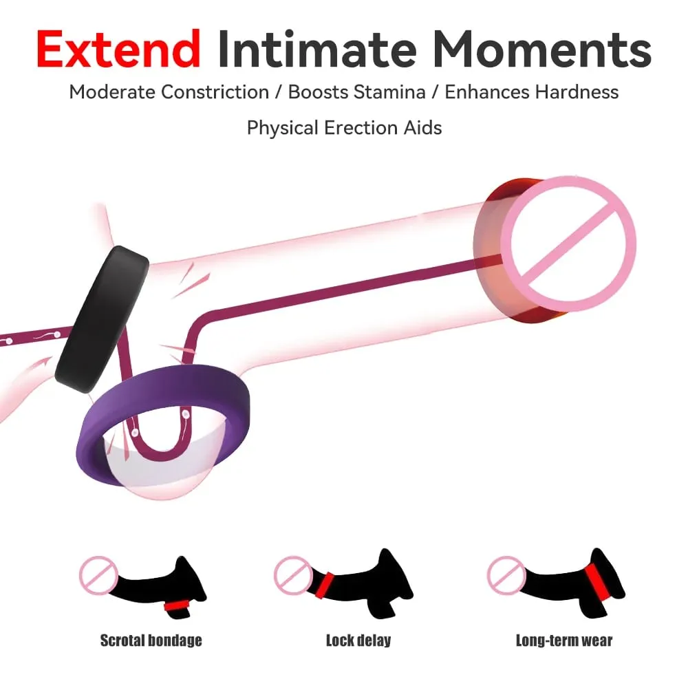 Silicone Penis Ring Cock Ring Erection Ring Delay Ejaculation Fixed Stamina Enhancer Sex Toys Adult Male Couples Long Lasting