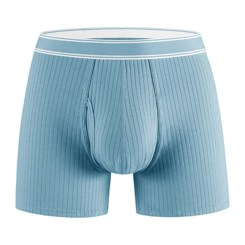 3PCS/Pack 100% Cotton Solid Striped Man Undrewear Lengthen Breathable Fitness Boxers Hombre Crotch Side Opening Men's Underpants