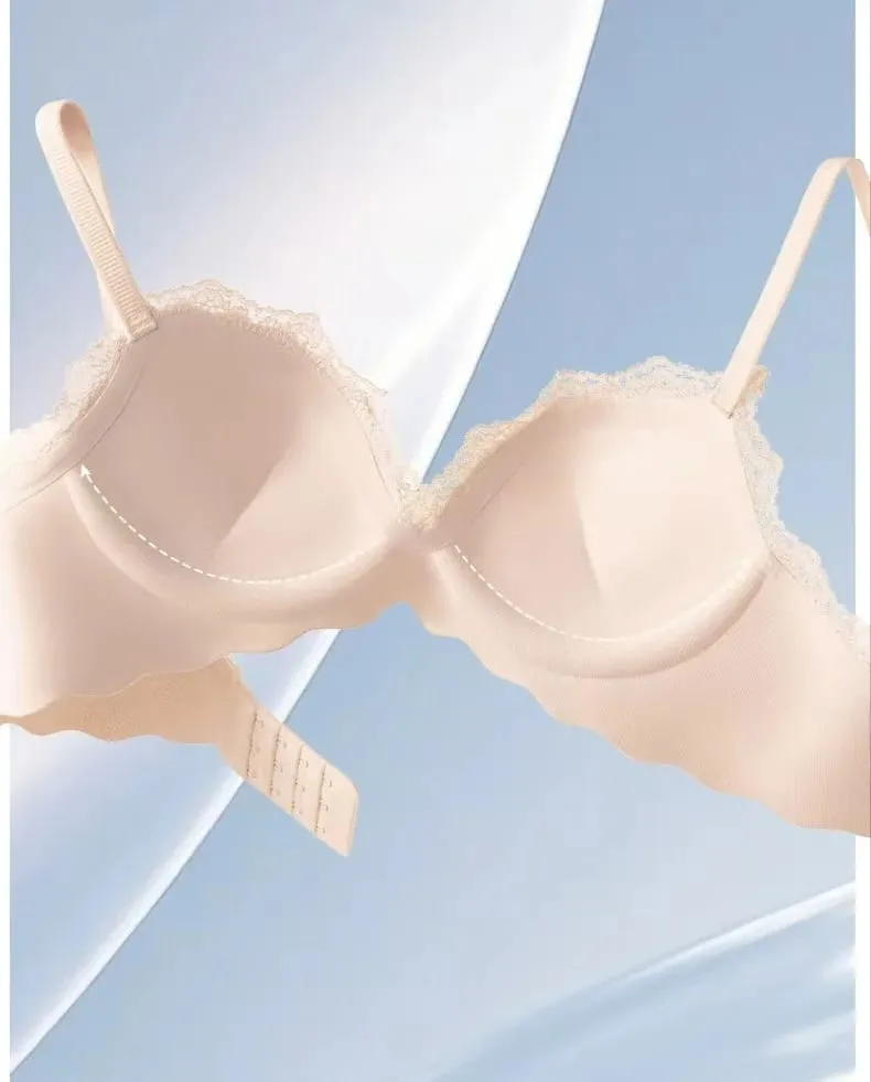 2025 Fashion Lace Thickened One-piece Seamless Push Up Lingerie Small Breast Gathering Comfortable Bra For Women
