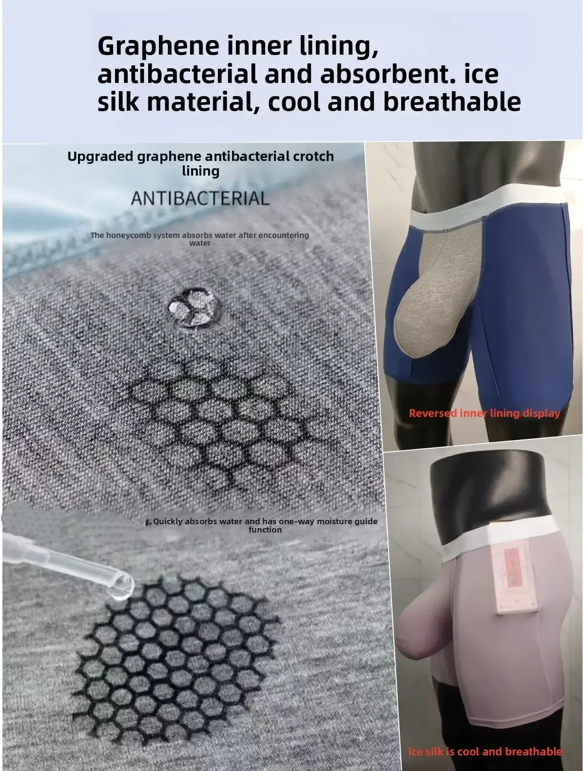Men Ice Silk Boxer Briefs Deep U Convex Pouch Breathable Cool Quick Dry Sports Running Underwear Anti Chafe Seamless Underpants — image 7