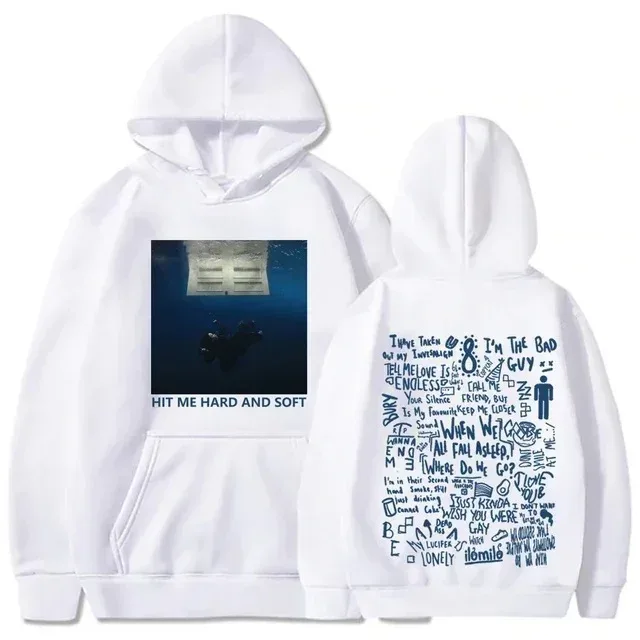 Hit Me Hard and Soft Tour Hoodie Billie Pullover Herr Sångare Grafiskt tryck Höst Vinter Fleece Sweatshirts för fans