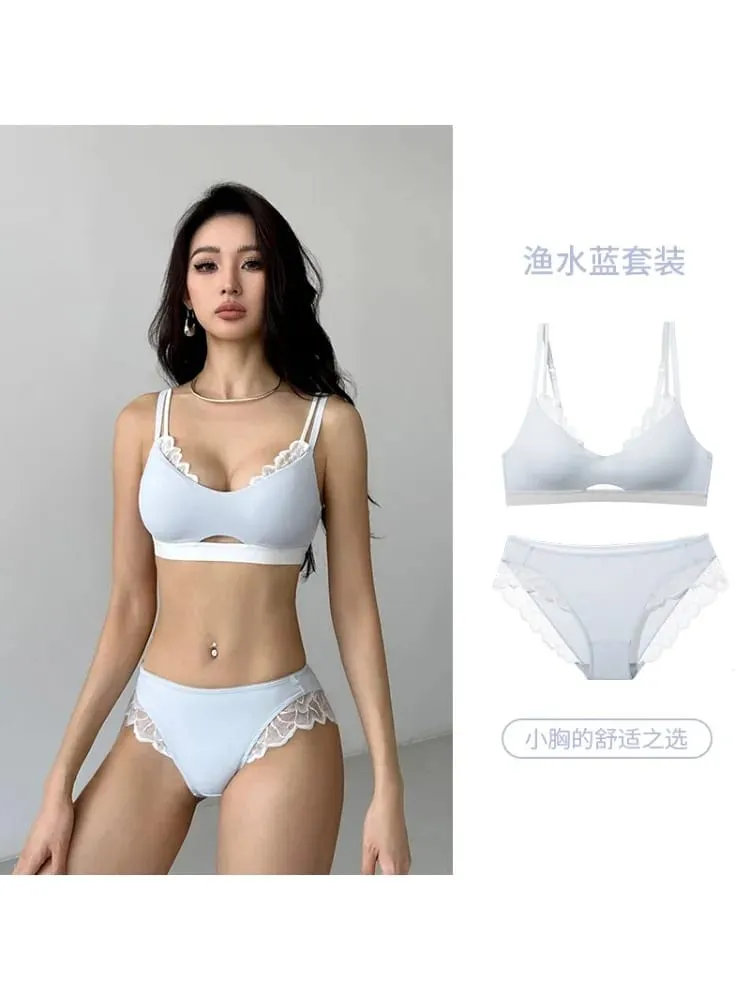 Sexy Push Up Sports Bra & Panties Set Wireless T-shirt Bra for Large Small Bust Plus Size Anti Sagging Seamless Workout Bralette