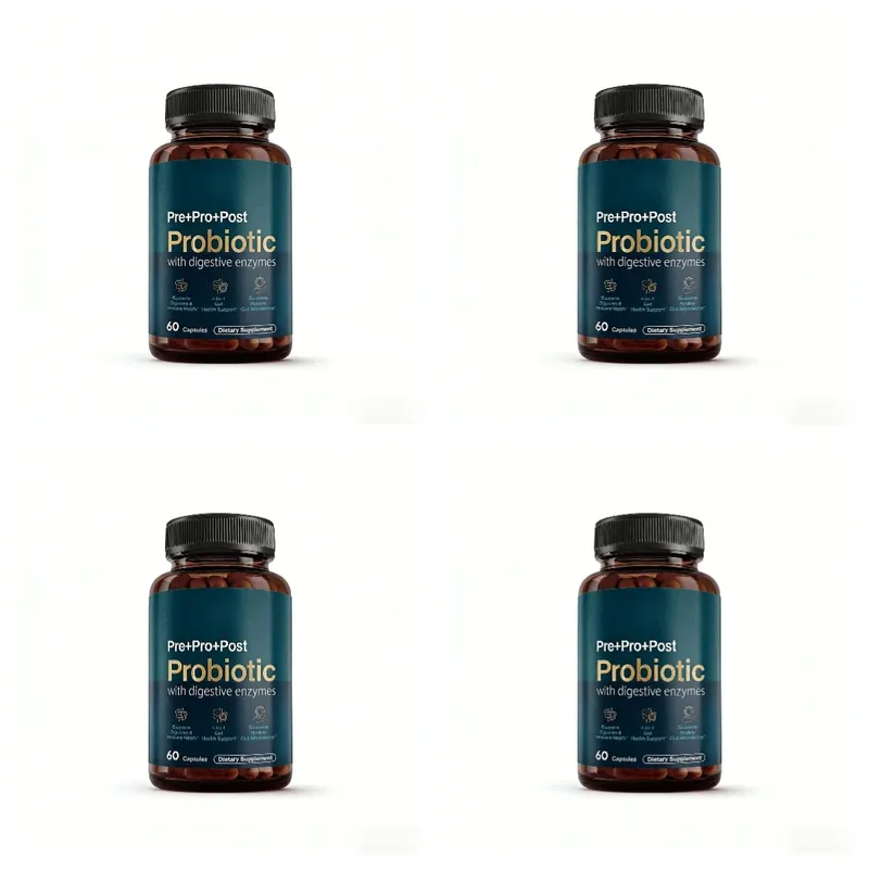 Premium 4-in-1 Probiotic Prebiotic Postbiotic Digestive Enzymes for Men&Women Supports Gut Digestion Immunity 60 Capsules