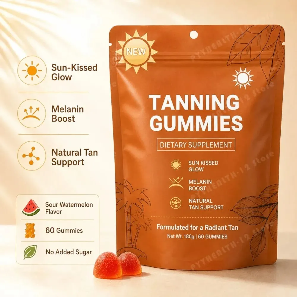 Tanning Gummies for Women Sunless Bronzing Glow Support Vegan Sugar-Free Non-GMO Astaxanthin & Lycopene 60 Count