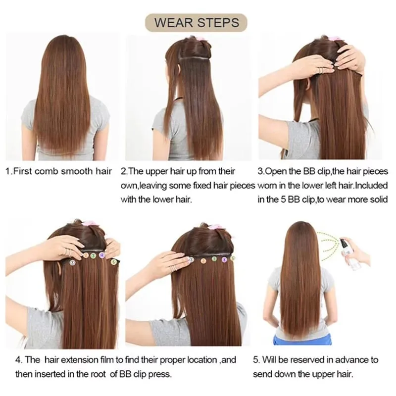 Synthetic 5Clip in Hair Curly Extension 18 Inch Curly Black Mix Blue Highlights Thick Hairpieces Fiber Hair for Women