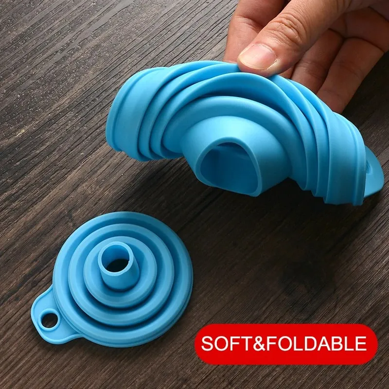 Silicone Funnel Gel Foldable Collapsible Fill Hopper S/L para sa Kitchen Jar Bottle Feeder Wine Auto Engine Oil Petrol Transfer — image 4