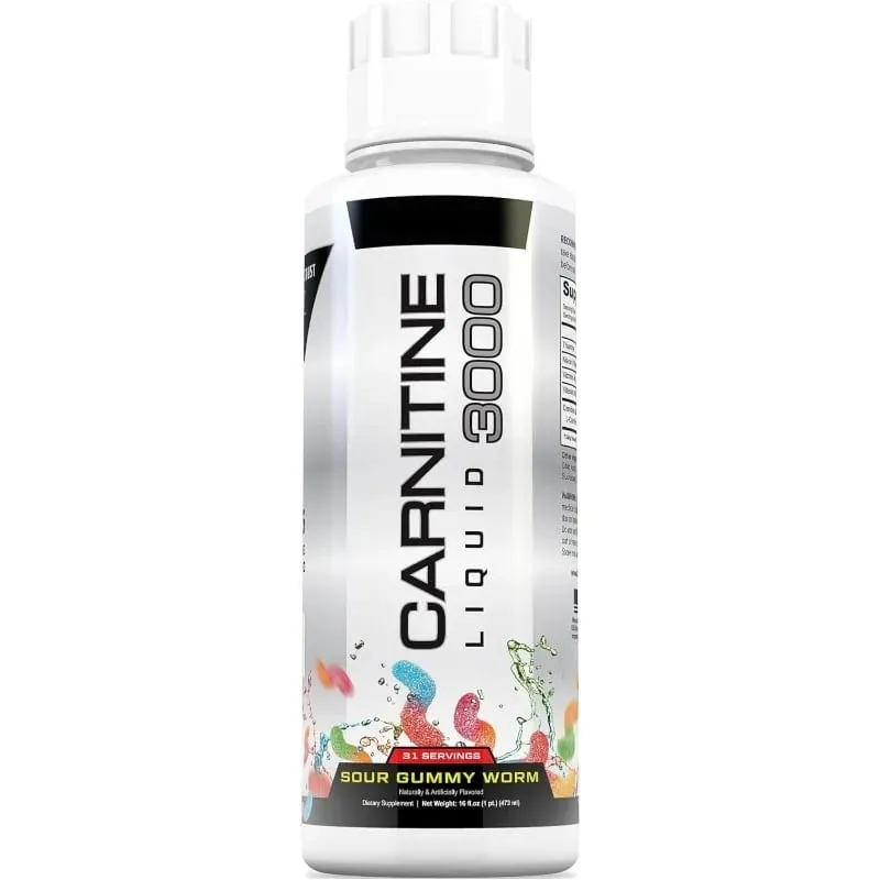 L-Carnitine Liquid 3000mg Sour Gummy Worm Flavor 31 Servings Fitness Supplement Amino Acid Drink Energy & Metabolism Support