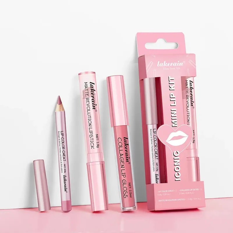 5 farve læbe liner + læbestift sæt og læbe plet let farve mat læbe kit læbestift Langvarig rød læbestift læbe makeup sæt
