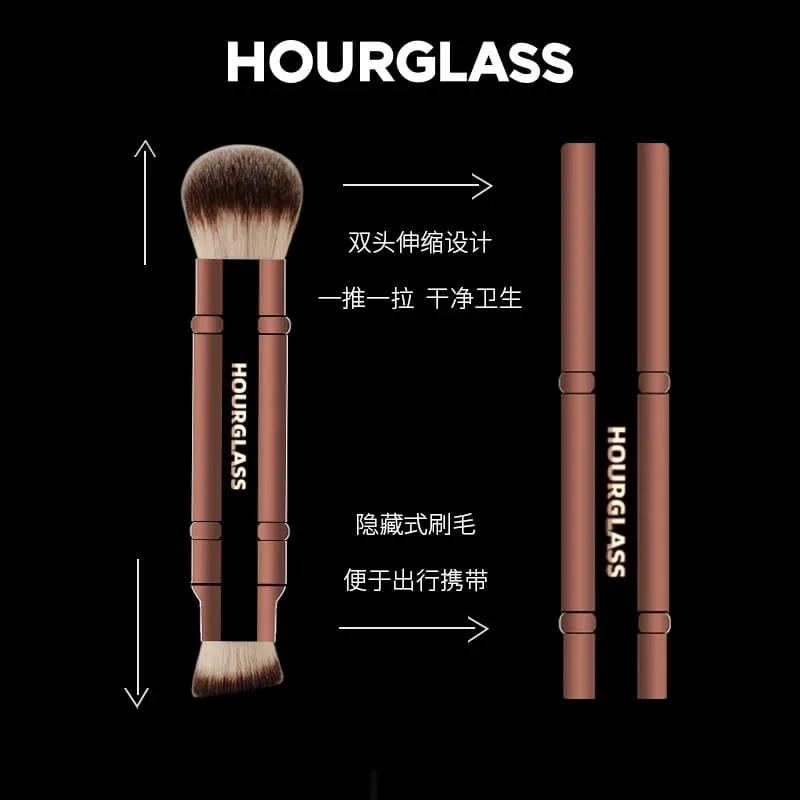 1pc Hourglass Powder Contour Makeup brushes Foundation Blusher Make up brush metal handle Concealer Bronzer high end with box