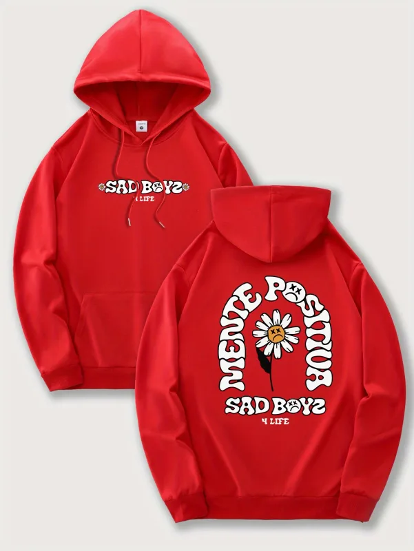 Singer Junior H Sad Boys Positive Mind Funny Print Hooded Men Women Y2k Hoodies Oversized Sweatshirt Hip Hop Unisex Streetwear