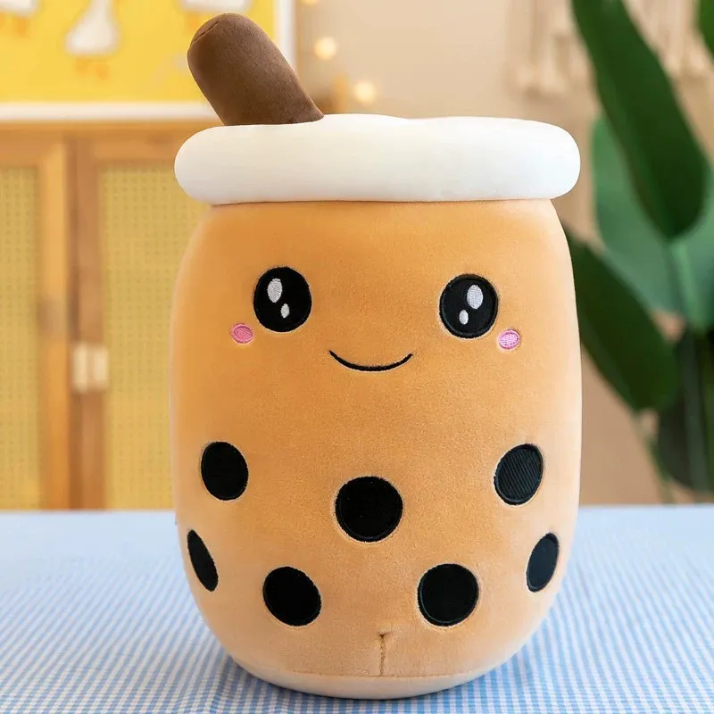 Cute Stuffed Boba Plush Bubble Tea Real-life Bubo Food Milk Cup Plushie Pillow Soft Kawaii Plush Toys Gifts for Kids Adult 24CM~