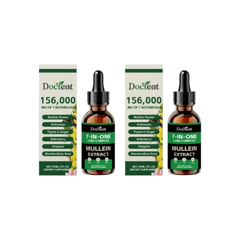 Docteat 7-in-1 Lung Complex Drops 60 Ml Net Dropper 1 Ml Serving with Mullein Elderberry Marshmallow Airway Comfort Support
