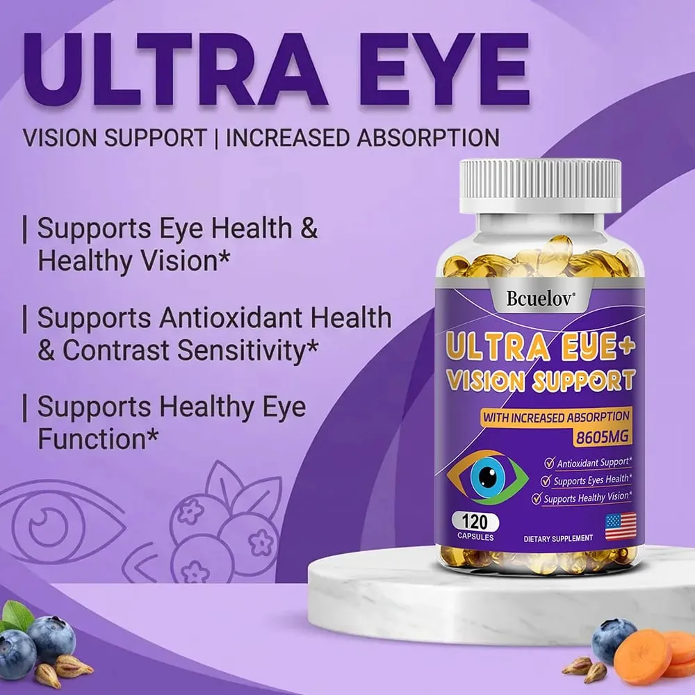 9-in-1 Eye Vitamins Supplement - Lutein Zeaxanthin Blueberry Dry Eyes Eye Fatigue Macular & Night Vision Support for Adults