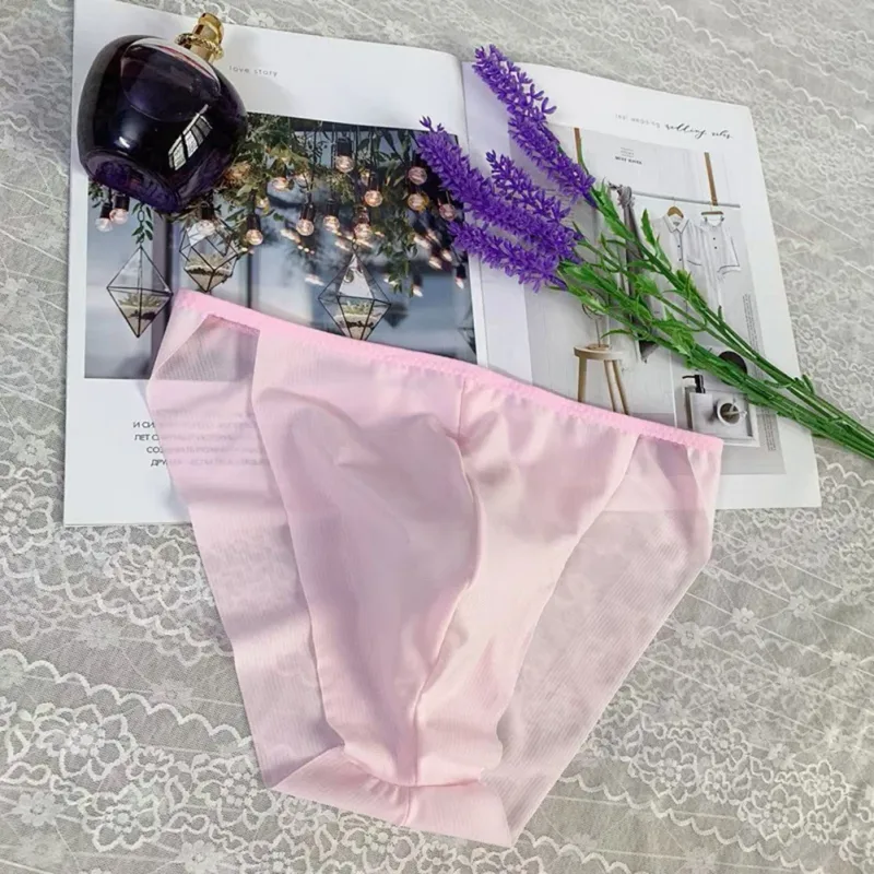 Comfortable Bulge Pouch Men High Cut Transparent Underwear Mesh Panties Underpants Fashion Seamless Lingerie Man
